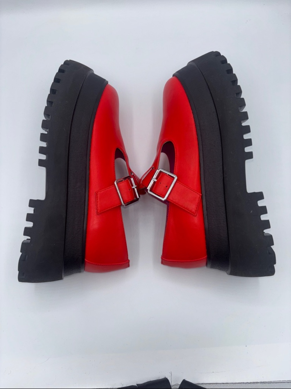 dELiA*s by Dolls Kill Red Platform Mary Jane with Black Lug Sole - Picture 9 of 16